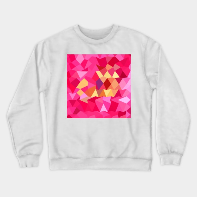 Brink Pink Abstract Low Polygon Background Crewneck Sweatshirt by retrovectors